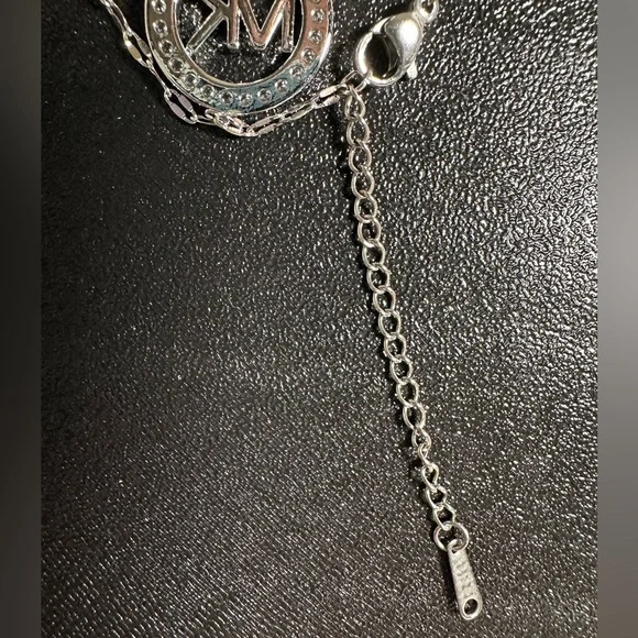 Michael Kors Silver Crystal Logo Necklace - Picture 4 of 4
